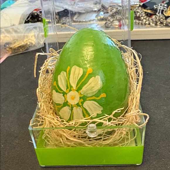 Handcrafted Green Wood Rabbit Easter Egg Called Pysanda - Picture 2 of 10